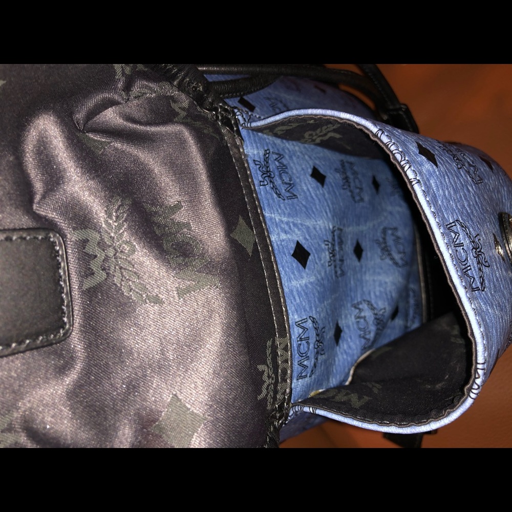 MCM Heritage Double Pocket Backpack Denim Blue - Picture 10 of 14